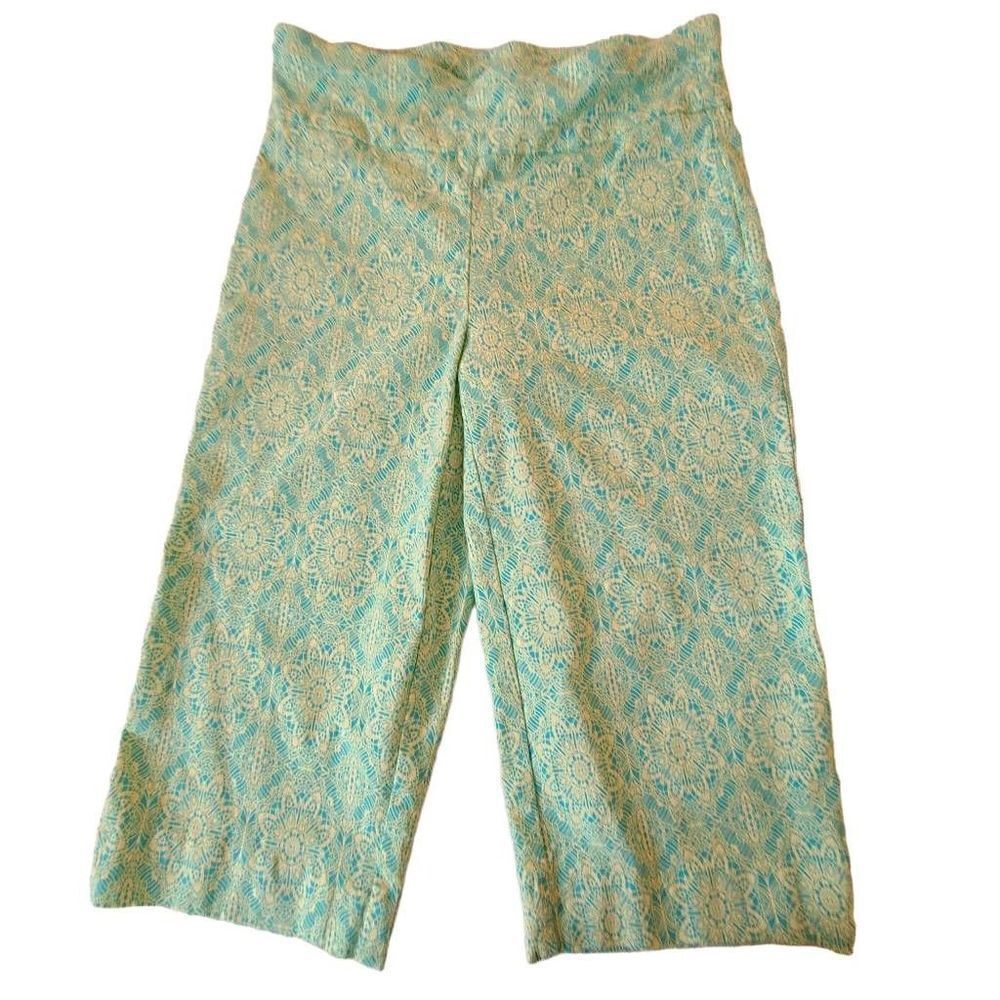 Counterparts Womens Turquoise Yellow Print Capri Small